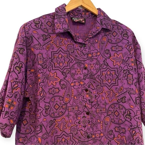 California Happenings Vintage Purple Short Sleeve Button Up Shirt Size Small - Picture 2 of 4